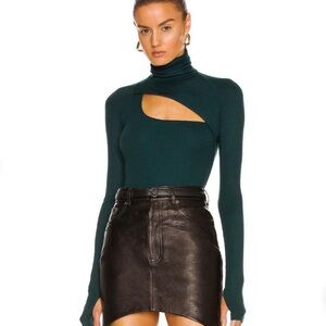 ALIX NYC Cut-Out Women’s Turtleneck Bodysuit Forest Green Size XS Modal Blend